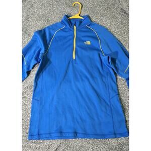 The North Face Sweatshirt Men Large Blue Fleece Quarter Zip Pullover